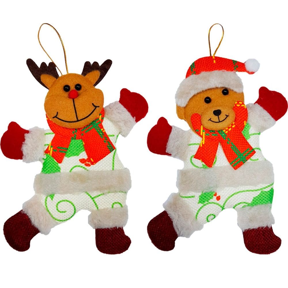 Kit 10 Enfeites Decoração Árvore De Natal Urso Rena Natalino