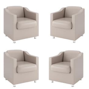 Kit 4 Poltronas Bia Decorativa Reforçada Recepção Clinica Salão Sala De Estar Courino