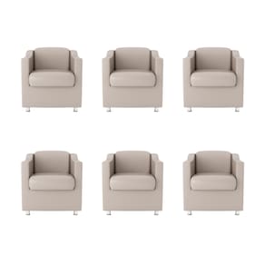 Kit 6 Poltronas Bia Decorativa Reforçada Recepção Clinica Salão Sala De Estar Courino