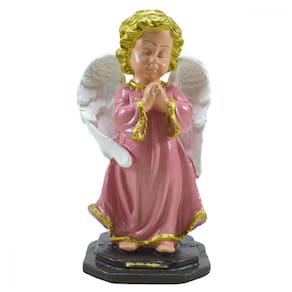 Anjo da Guarda em Oração Rosa em Borracha 21cm