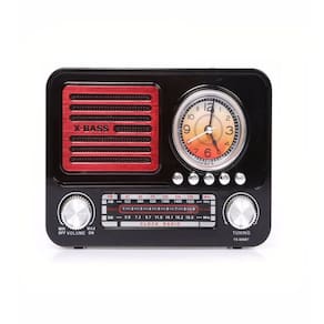 Rádio Caixa de Som Retrô com USB AUX Lanterna Recarregável