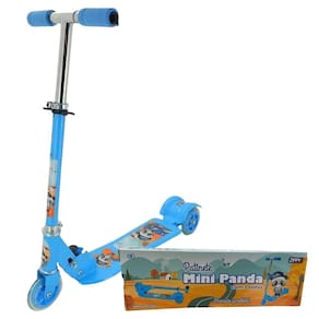 Patinete Panda Infantil Dobrável Ajustável Com 3 Rodas-Azul