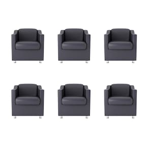 Kit 6 Poltronas Bia Decorativa Reforçada Recepção Clínica Salão Sala De Estar Courino Cinza