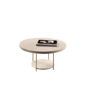 Mesa de Centro Redonda Zentral Pés em Aço Off White EdeCasaMoveis