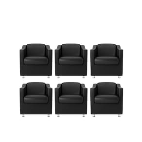 Kit 6 Poltronas Bia Decorativa Reforçada Recepção Clínica Salão Sala De Estar Courino