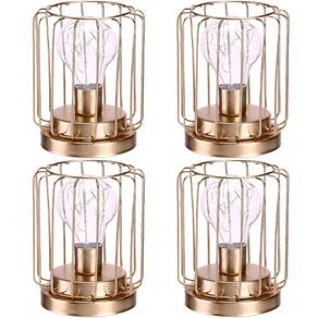 Kit 4 Abajur De Mesa Geométrico Lâmpada LED Metal Dourado