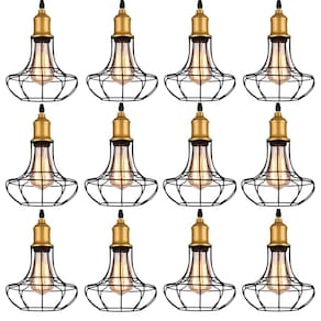 Kit 12 Pendente Aço Taschibra 40w Vintage 185 Preto Lustre