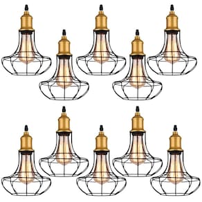 Kit 10 Pendente Aço Taschibra 40w Vintage 185 Preto Lustre