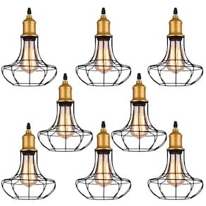 Kit 8 Pendente De Aço Taschibra 40w Vintage 185 Preto Lustre