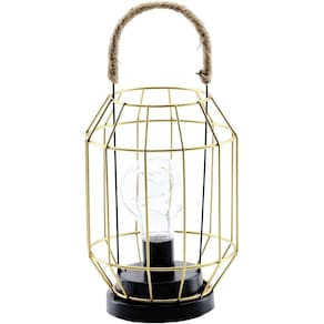 Luminária Vintage Dourada Decoração Industrial Luz LED 27cm