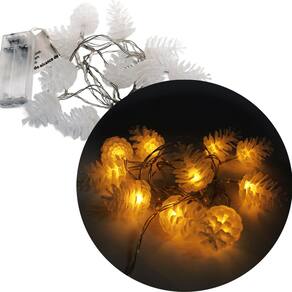 Cordão Luminoso 10 Pinhas LEDs Amarelo Enfeite 1,80 Metros