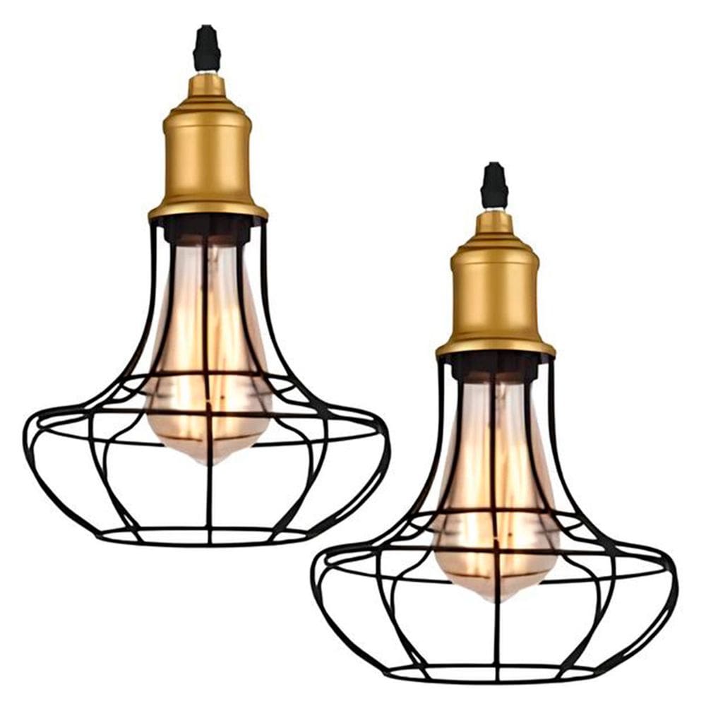 Kit 2 Pendente De Aço Taschibra 40w Vintage 185 Preto Lustre