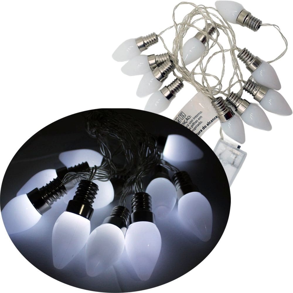 Cordão Luminoso 10 Gotas LEDs Branco Enfeite De 2,30 Metros