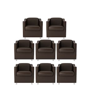 Kit 8 Poltronas Bia Decorativa Reforçada Recepção Clínica Salão Sala De Estar Courino