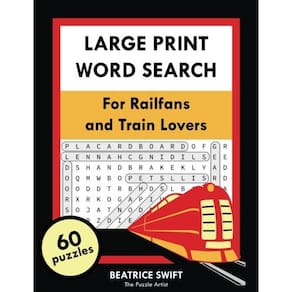 Word Search Book Genérica em letras grandes para fãs de trens e amantes de trens