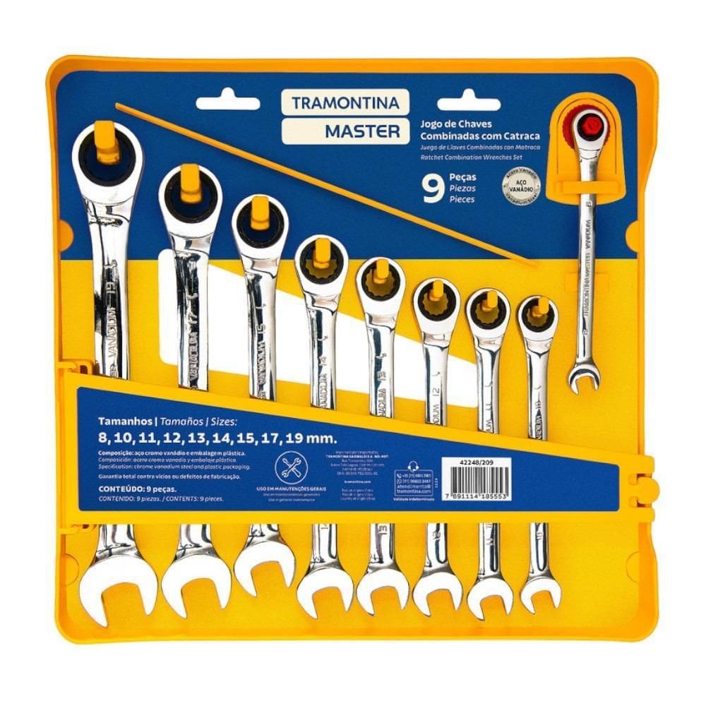 Jogo Chave Combinada Com Catraca 8 A 19Mm 9Pçs Tramontina