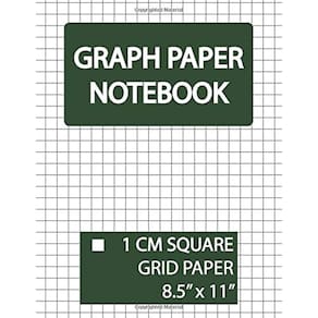 Caderno de papel quadriculado de 1 cm com grade quadrada