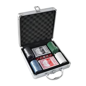 Kit Poker Maleta Profissional 100 Fichas 2 Baralhos 5 Dados