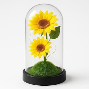 Enfeite Decorativo Modelo Cúpula Vidro E Base Em Madeira
