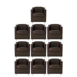 Kit 10 Poltronas Bia Decorativa Reforçada Recepção Clínica Salão Sala De Estar Courino