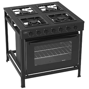 Fogão Industrial de 4 Bocas com Forno 94L em Aço Carbono Realce