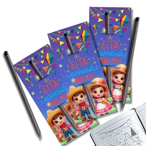 Kit 25 Lembrancinhas Juninas Card Lápis Arraiá Mimo Escolar