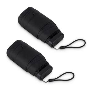 Mini guarda-chuva LEAGERA Compact impermeável para mulheres, preto, pacote com 2