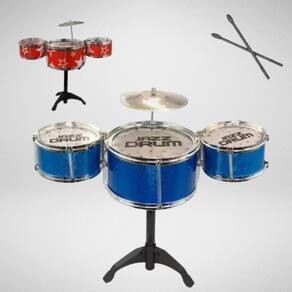 Conjunto Completo Bateria Infantil 4 Tambores Baquetas E