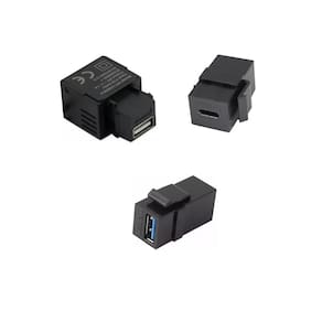 Kit Conector Tomada USB 2.0 USB 3.0 Usb Tipo C Preto