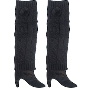Polainas Adulto Lã Feminina Malha Tricô Preto Moda Inverno