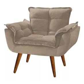 Poltrona Opalla Decorativa Reforçada Recepção Sala De Estar Suede Capuccino