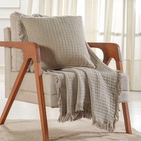 Manta Decorativa Para Sofá Waffle 100% Algodão 120x150cm Cashmere