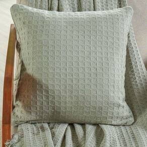 Capa De Almofada Decorativa Waffle 100% Algodão 45x45cm Verde Alfafa