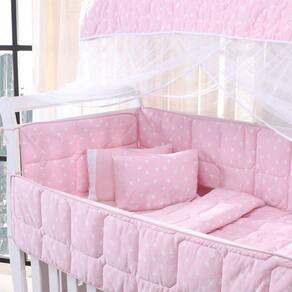 Edredom De Berço Malha 100% Algodão Antialérgico 95x140cm Coração Rosa
