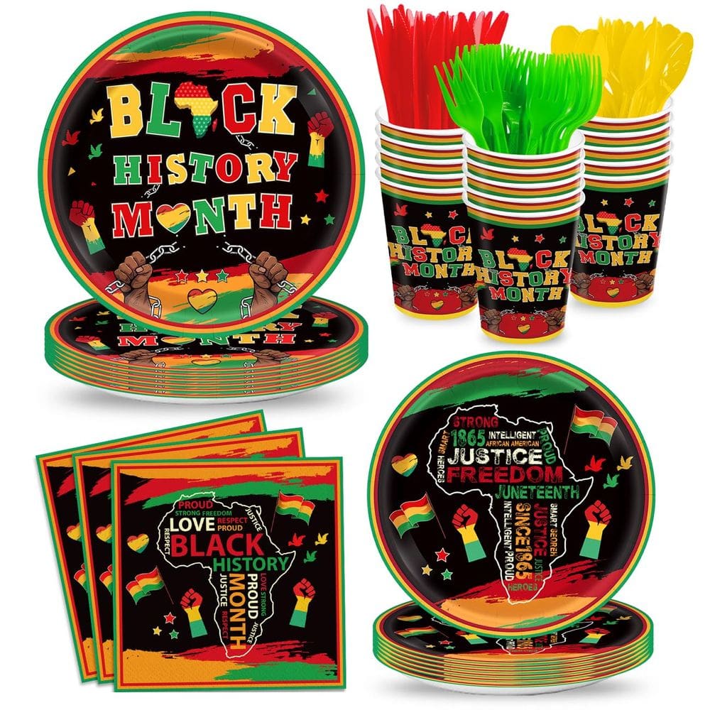 Suprimentos de festa JVORFDG Black History Month 168 unidades para 24