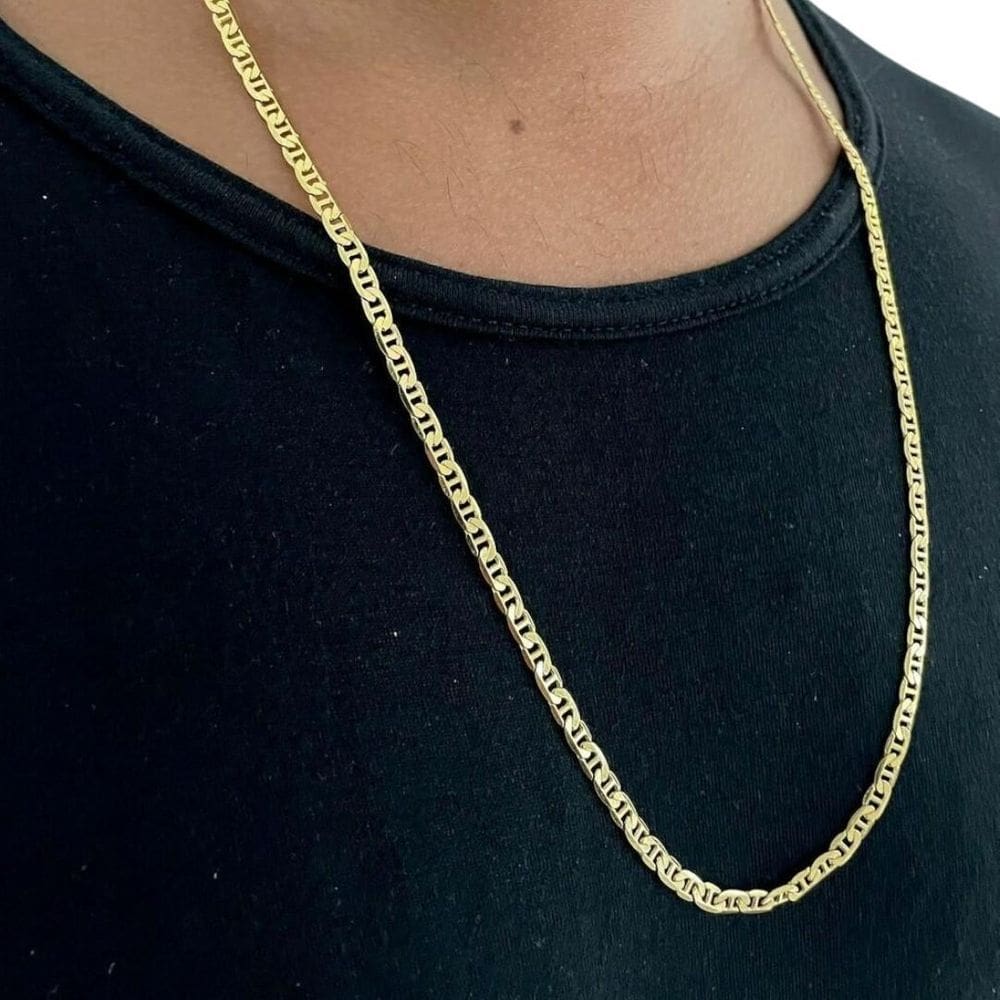 Corrente Piastrine 4Mm Fecho 750 Banhado A Ouro 18K