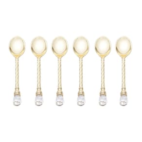 Conjunto 6 Colheres de Café de Zamac Crystal Dourado 11 cm Wolff