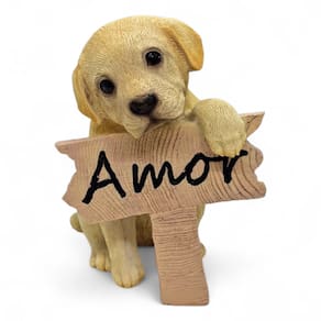 Enfeite Cachorrinho Golden com Placa Amor Detalhado 14 cm