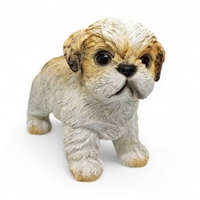 Estatueta Cachorrinho Shih tzu Detalhado Delicado 14 cm