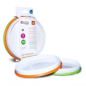 Kit 02 Pratos Infantil Base Antideslizante Sem Bpa 18cm