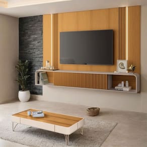 Rack Painel Para Tv 85 Polegadas Kansas e Mesa de Centro Miami-EdeCasaMoveis