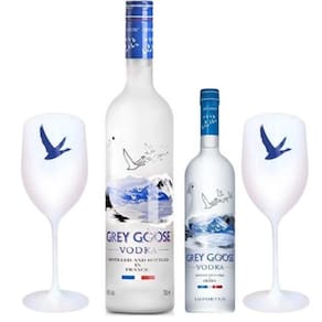 Kit Grey Goose 750ml + Grey Goose 200ml + Taça Personalizada