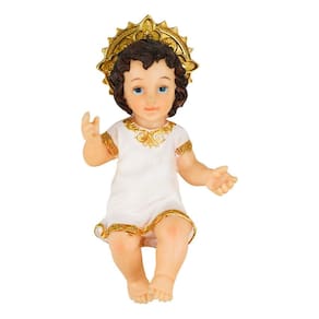 Imagem Enfeite Resina Menino Jesus Grande Solto Coroa - 30cm