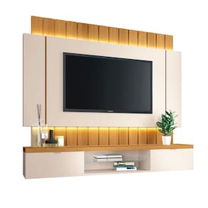 Home Painel Suspenso Katerina Para Tv 55 Polegadas 180x158-Cinamomo-Off White-EdeCasaMoveis