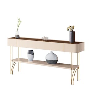 Aparador Miami Orgânica 160x76 - Castanho Off White - EdeCasaMoveis