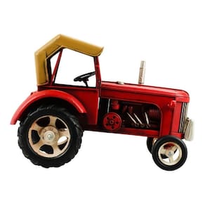Enfeite Agro Agronegócio Miniatura Trator Vermelho - 27cm