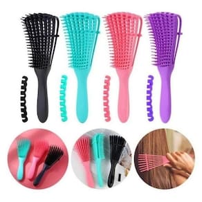 Escova Polvo Para Cabelos Cacheados Flexível 8 Pontas Verde