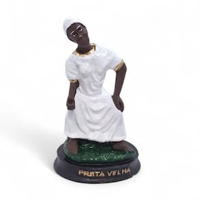 Estátua Preta Velha em Resina Paz Cuidado e Sabedoria 12 cm