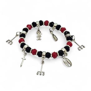 Pulseira Exu Mirim Vermelho e Preto Proteção Ajustável