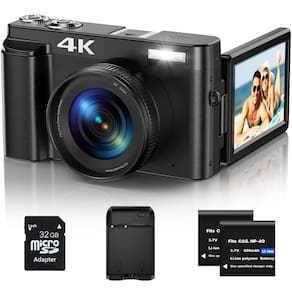 Câmera digital zheozeig 4K 48MP com tela flip de 3”, zoom 16X